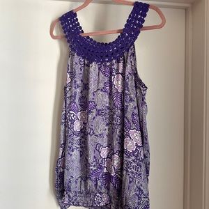 Apt 9 XL purple paisley blouse with embroidered neckline